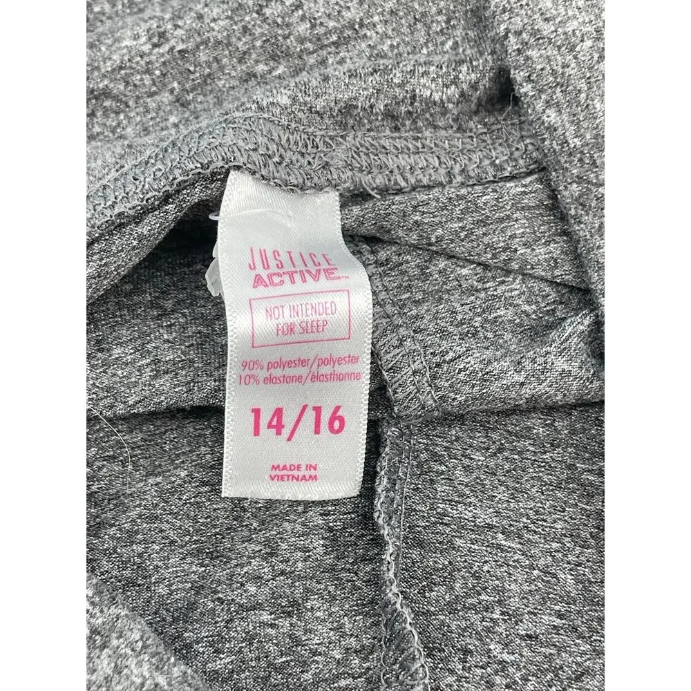 Justice Active Girls Gray Strappy Cropped Leggings Youth Size 14/16
